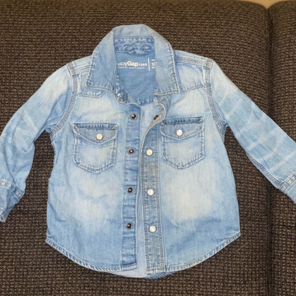 Toddler denim button up top